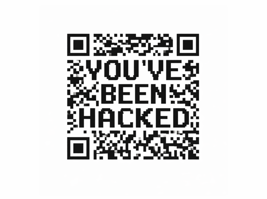QR-Code mit Warnhinweis „You’ve been hacked“ als Symbol für Quishing-Betrug durch gefälschte Behördenschreiben.